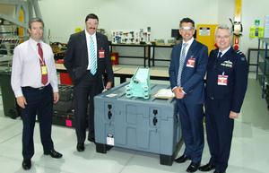 (L to R): Steve Mellor, Marand Aerostructures Business Unit Manager; Dr Mike Kelly, MP, Minister for Defence Materiel; Lachlan Grose, BAE F-35 Lightning II Vertical Tail Project Manager; Air Vice-Marshal Kym Osley, Project Manager, New Air Combat Capability, Defence Materiel Organisation.